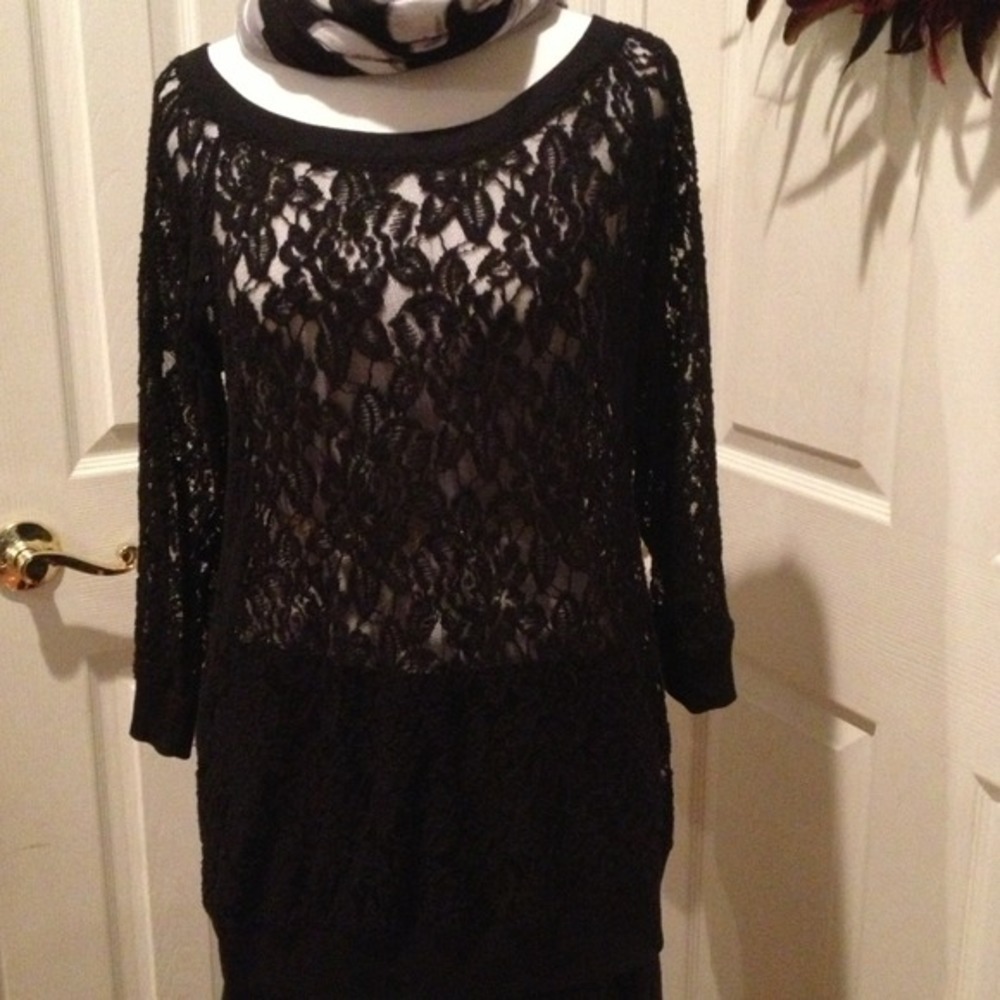 Express black lace shirt